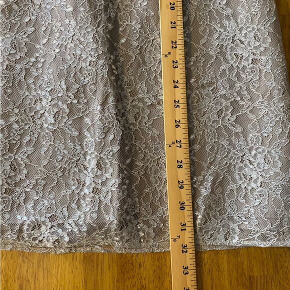 Alvina Valenta Maids Beige Silver Lace Overlay Strapless Dress Size 10 Womens - Picture 11 of 11